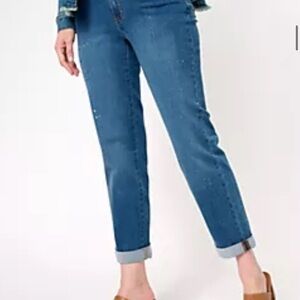 Denim & Co. Canyon Retreat Regular Girlfriend Jean with Paint Wash